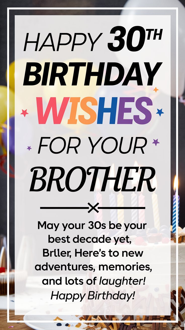 Happy 30th Birthday Wishes for Brother