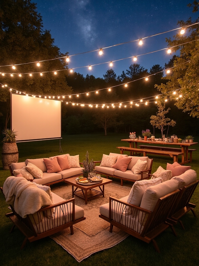 backyard movie night setup