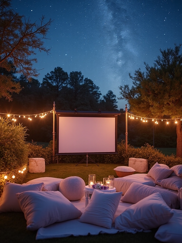 cozy outdoor movie night