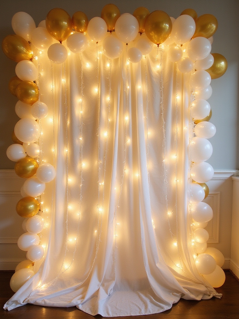 dreamy birthday balloon curtain lights