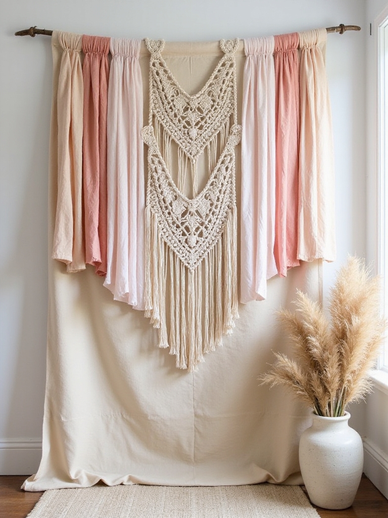 dreamy bohemian fabric banner installations