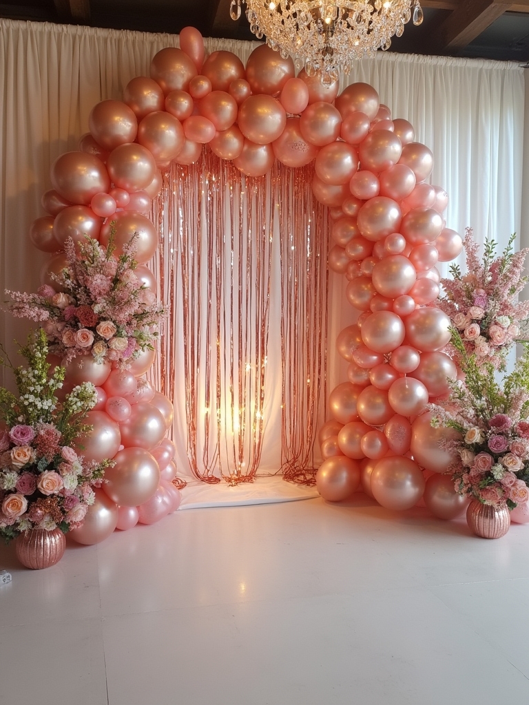 dreamy rose gold glitter birthday backdrop