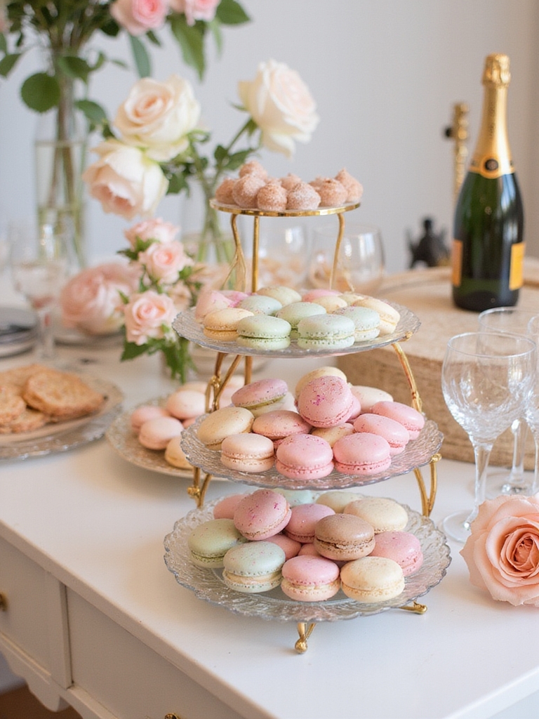 elegant champagne and macaron pairing experience