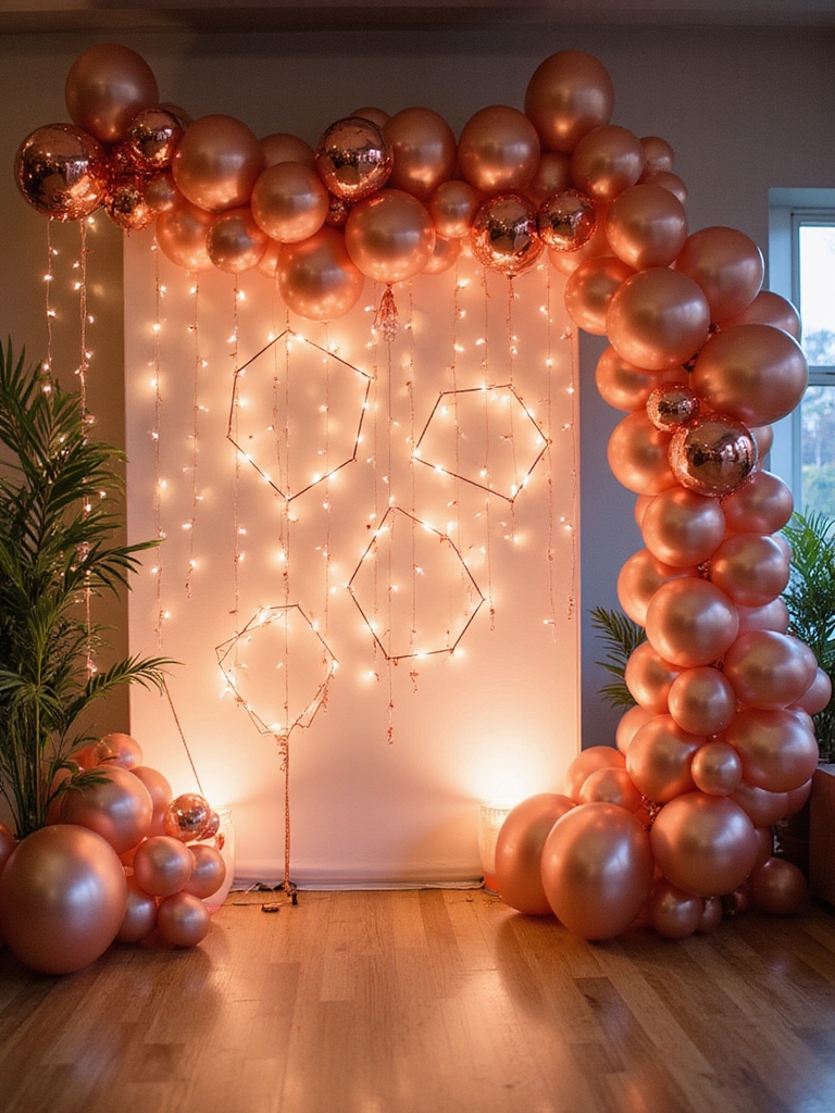 elegant geometric metallic birthday backdrop