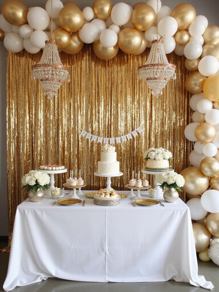 glamorous glittering sophisticated birthday backdrop