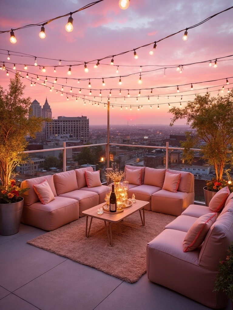 glamorous rooftop sunset celebration