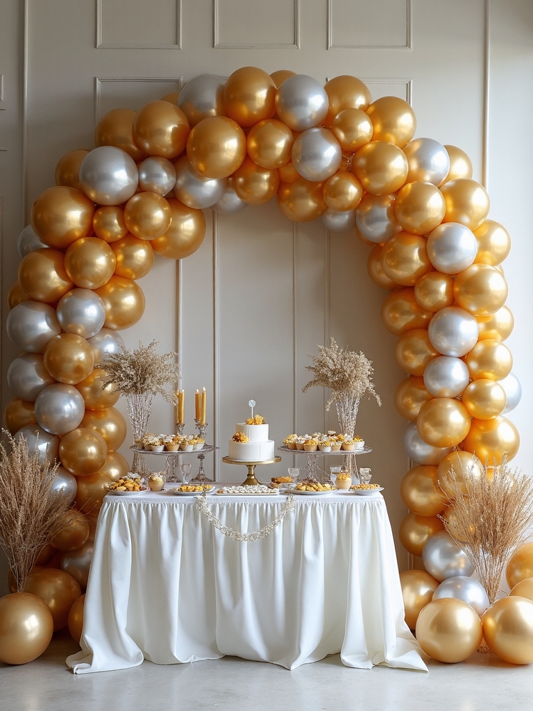 luxurious metallic balloon arch