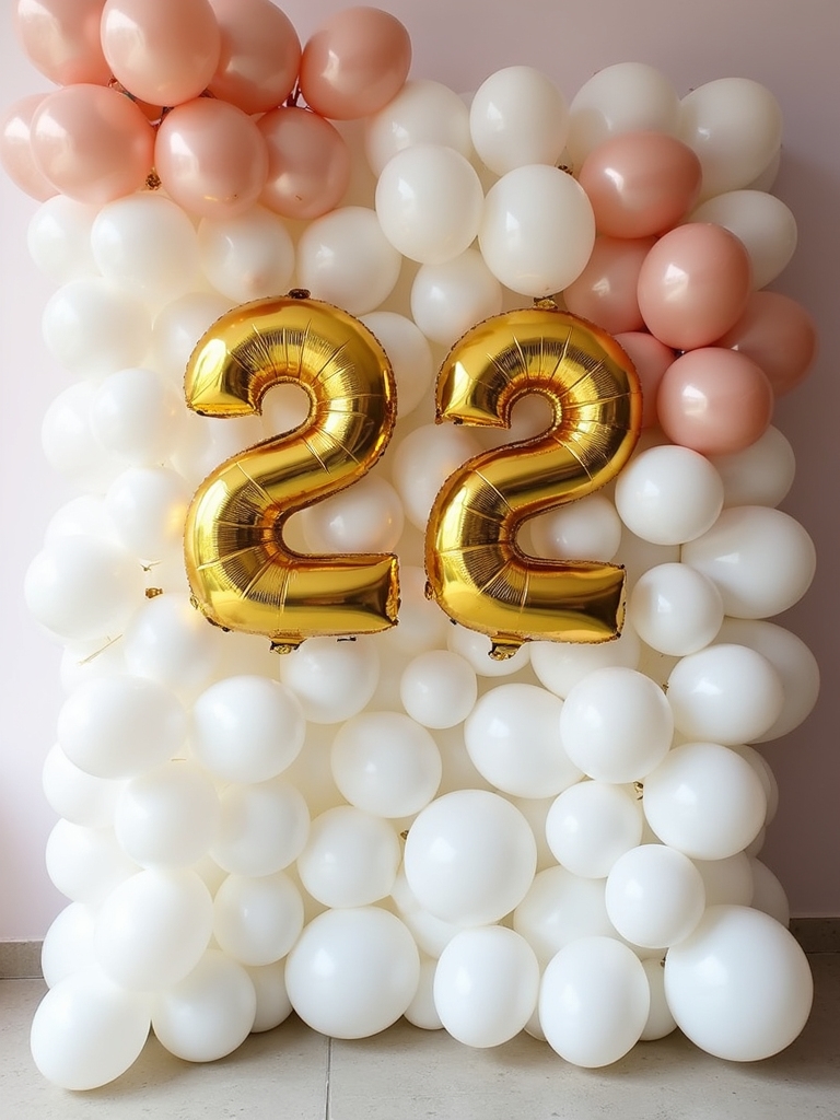 luxurious metallic statement number balloon wall
