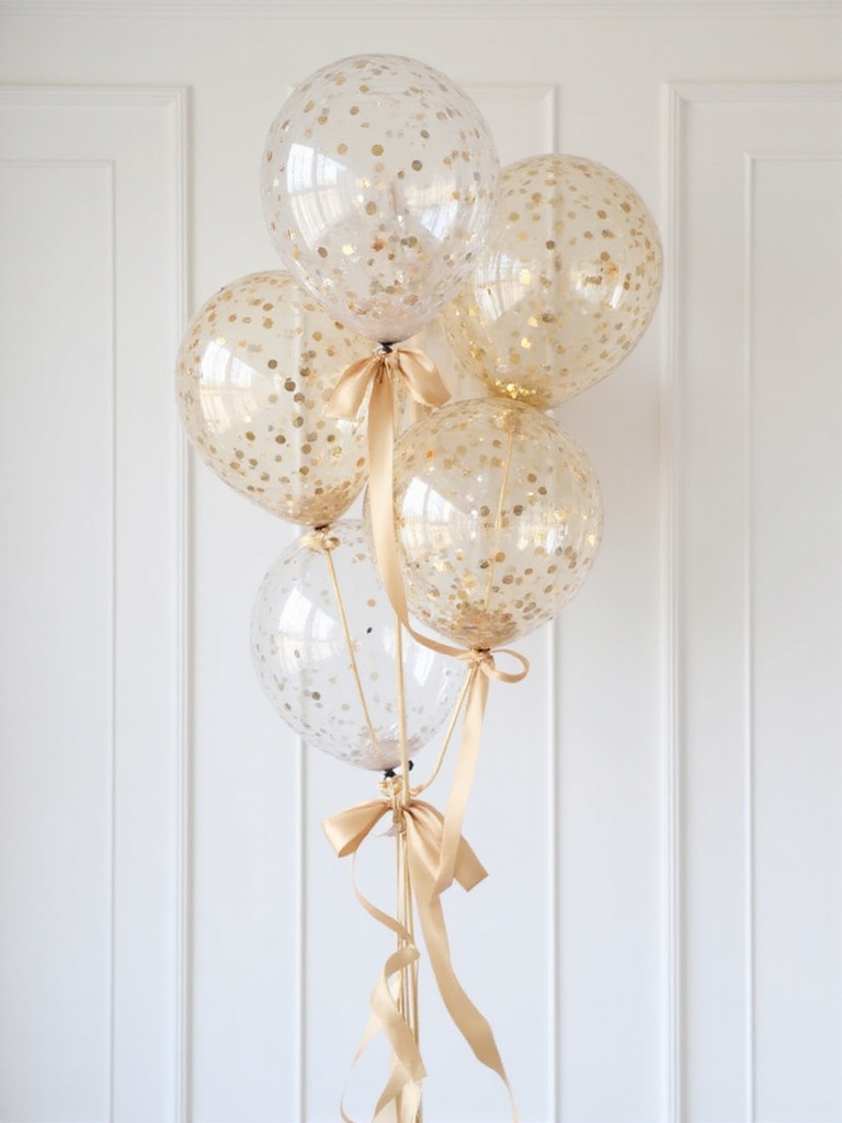magical confetti filled clear balloon arrangements