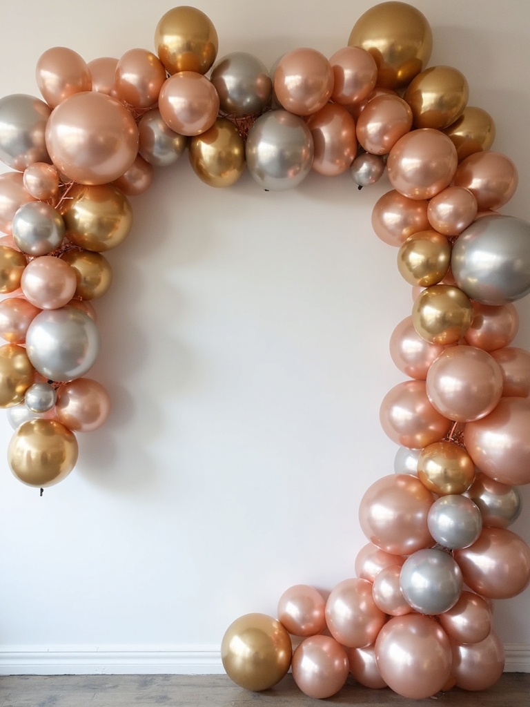 metallic balloon wall decor