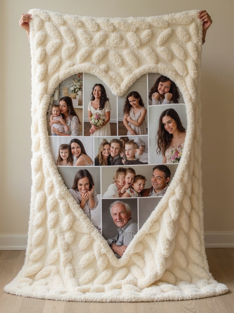 personalized family photo memory blanket