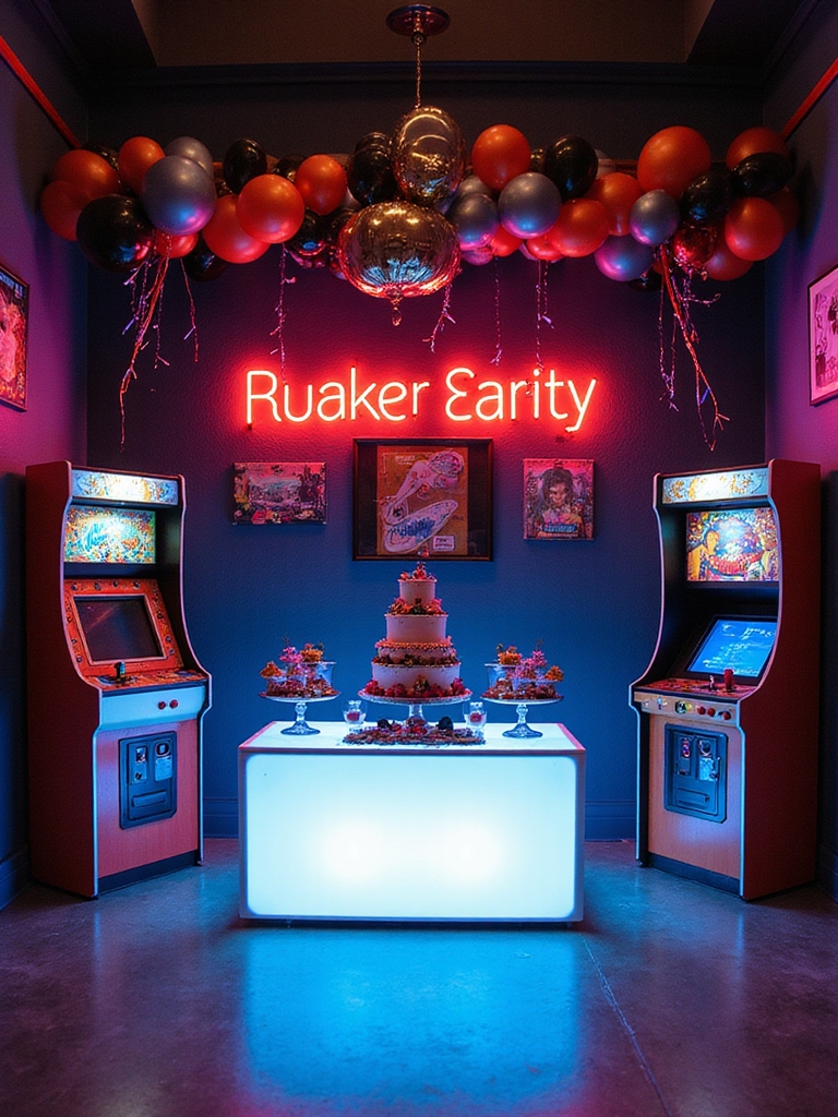 retro arcade gaming birthday celebration