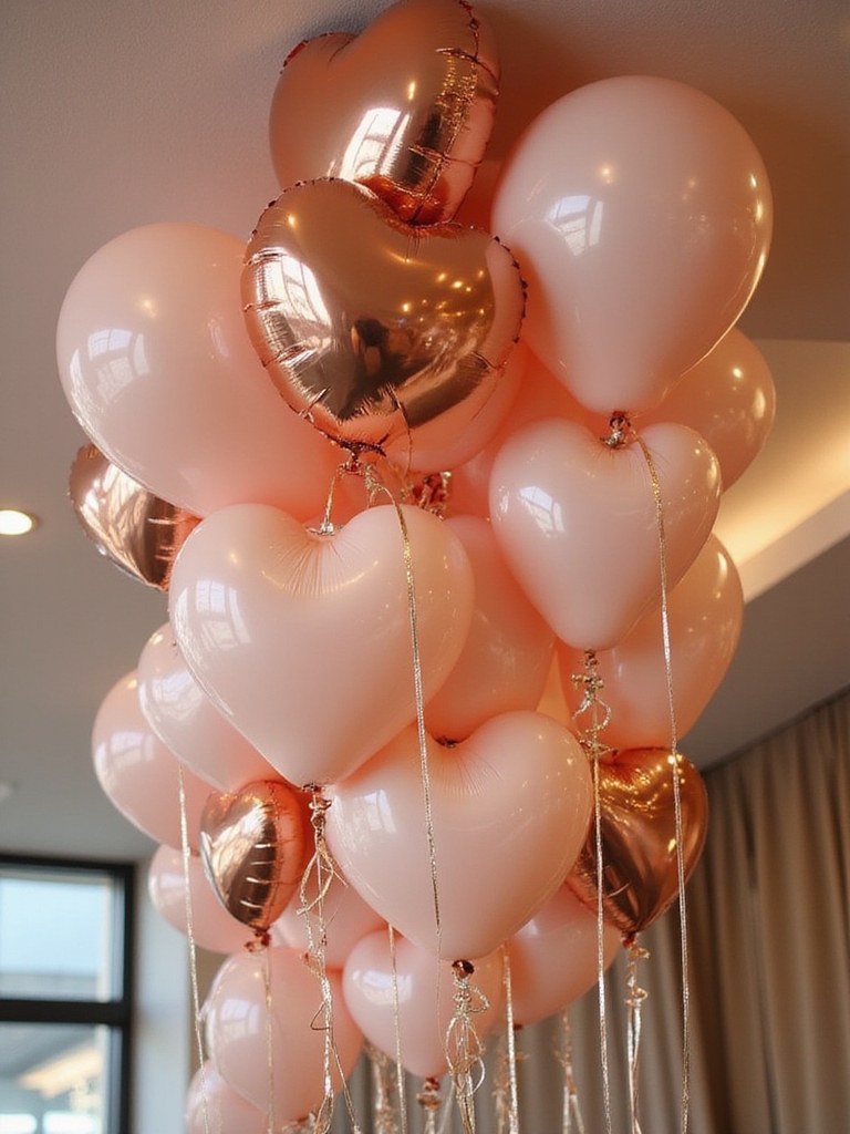 romantic heart shaped balloon decor focal point
