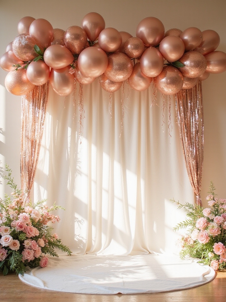 showstopping rose gold balloon clusters