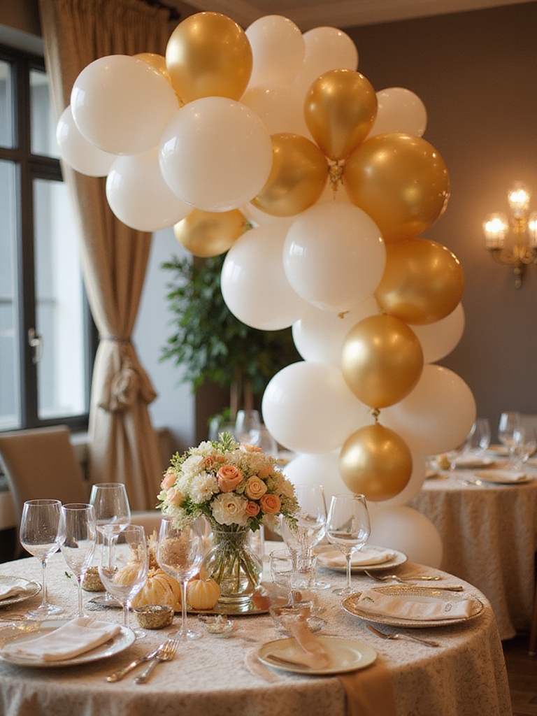sophisticated balloon cascade centerpiece display