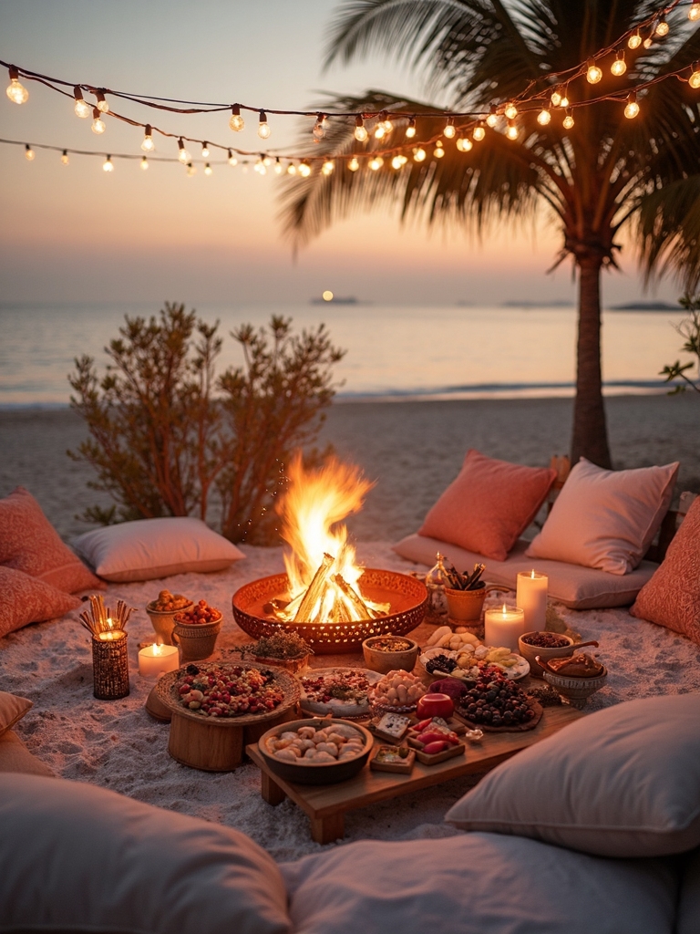 sunset beach bonfire celebration