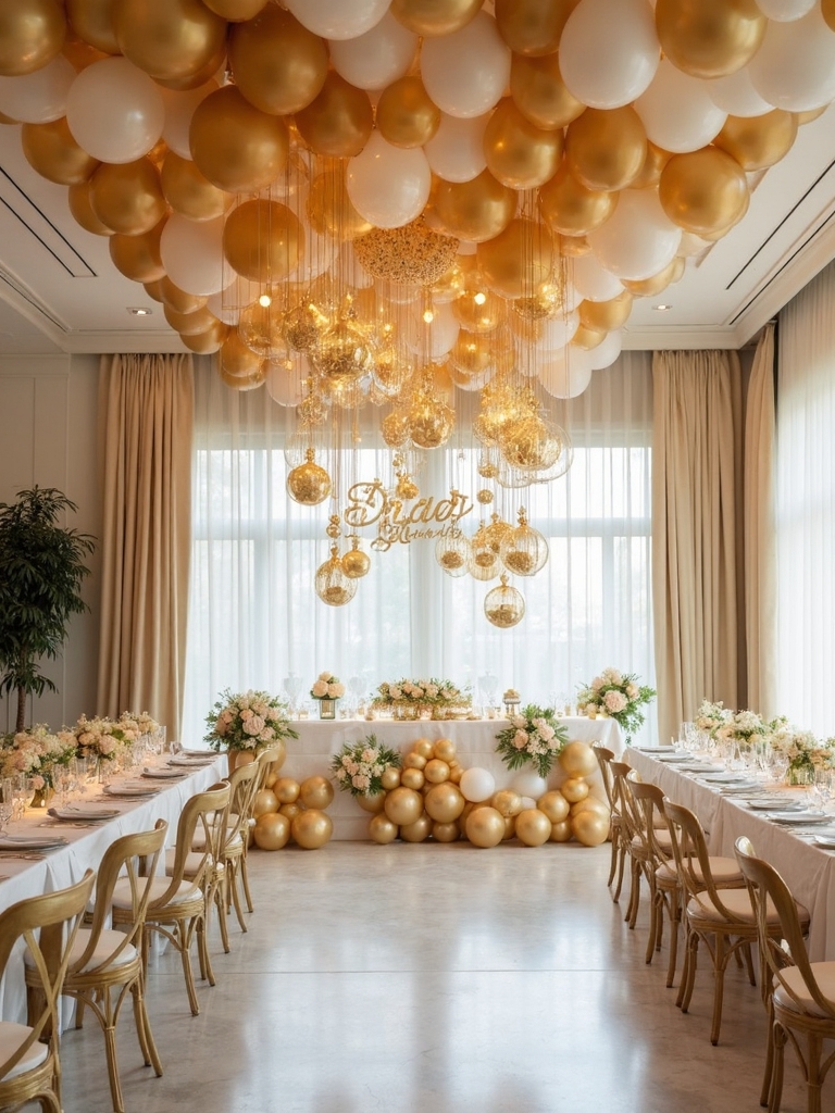 suspended balloon chandelier centerpiece