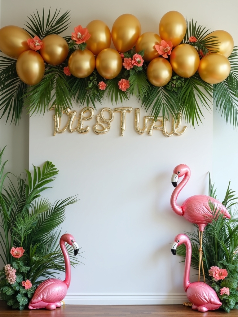 tropical party photo zone paradise