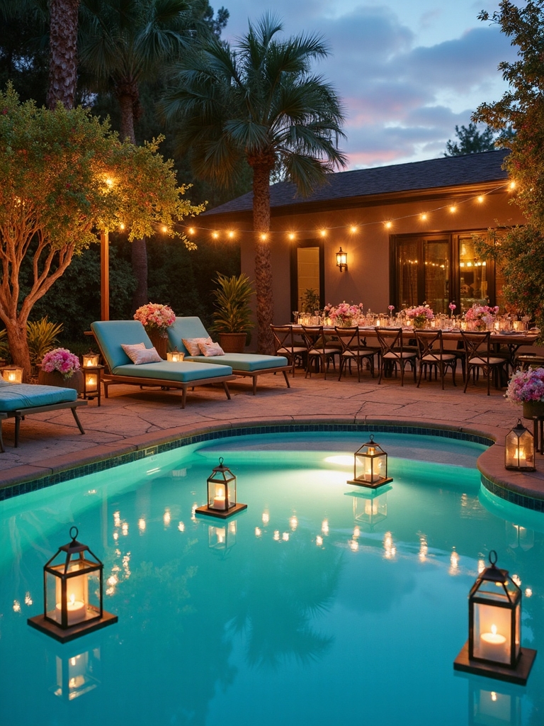 tropical pool party celebration
