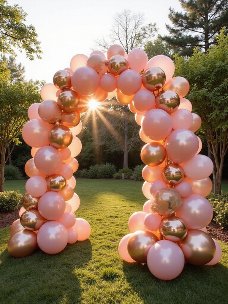 whimsical outdoor balloon tree decor