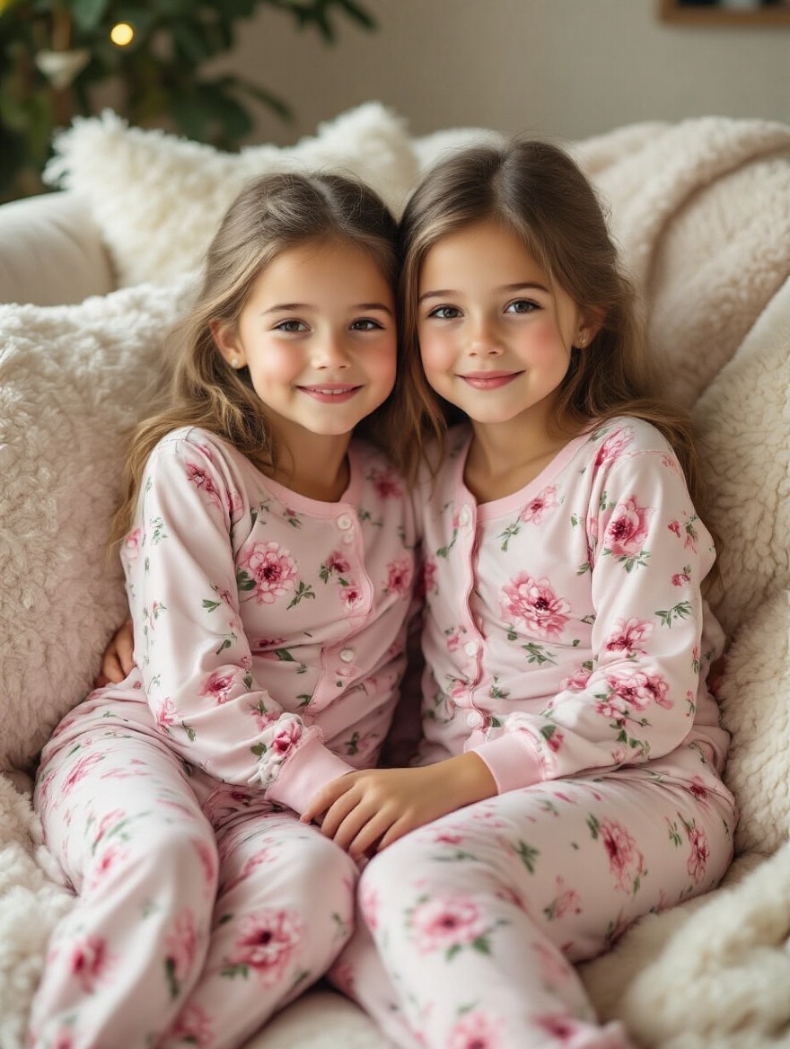 cozy matching pajama sisters bonding