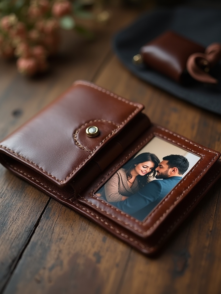 leather wallet with hidden photo