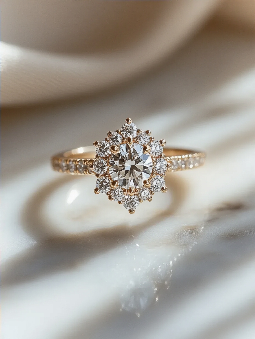 luxurious diamond cluster statement ring