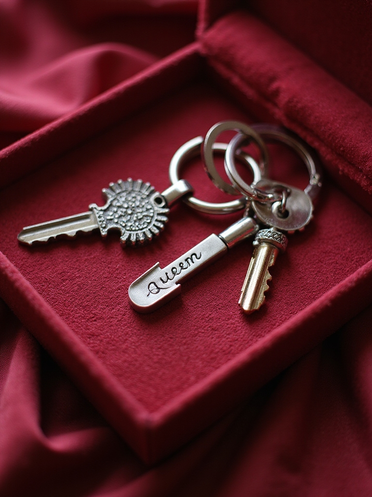personalized couple keychains with engraved royalty