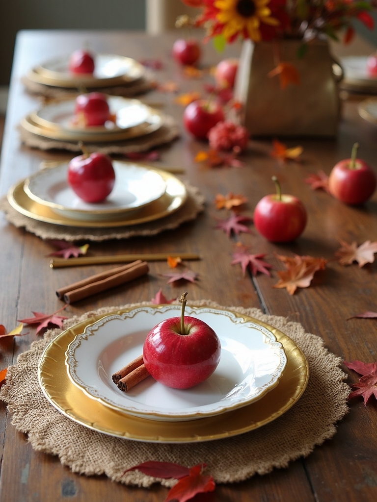 apple themed table settings decor