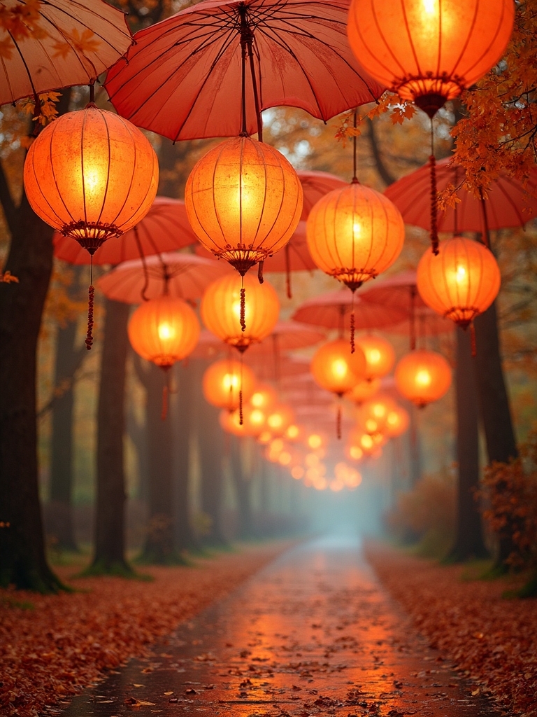 autumn themed umbrella decorations