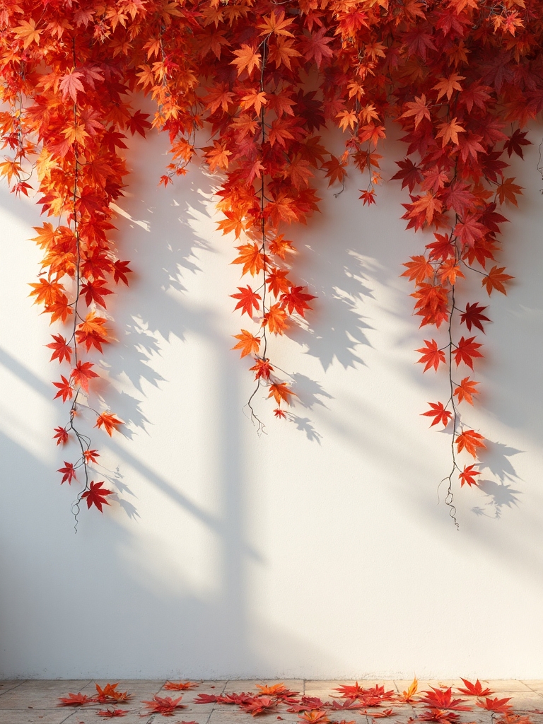 cascading autumn maple leaves