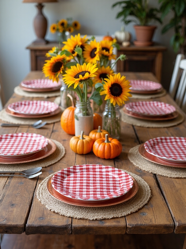charming gingham harvest settings
