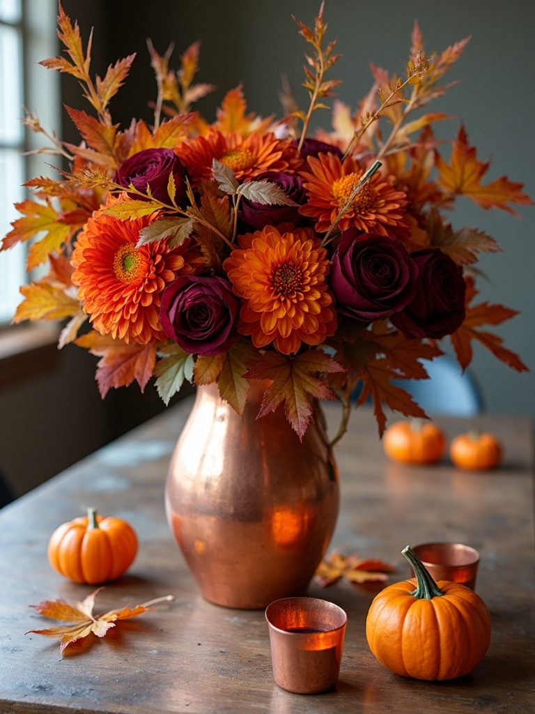 copper vessels for autumn arrangements