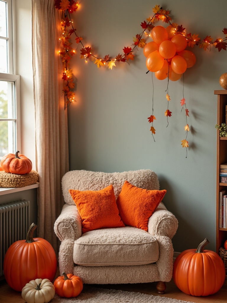 cozy fall birthday reading nook