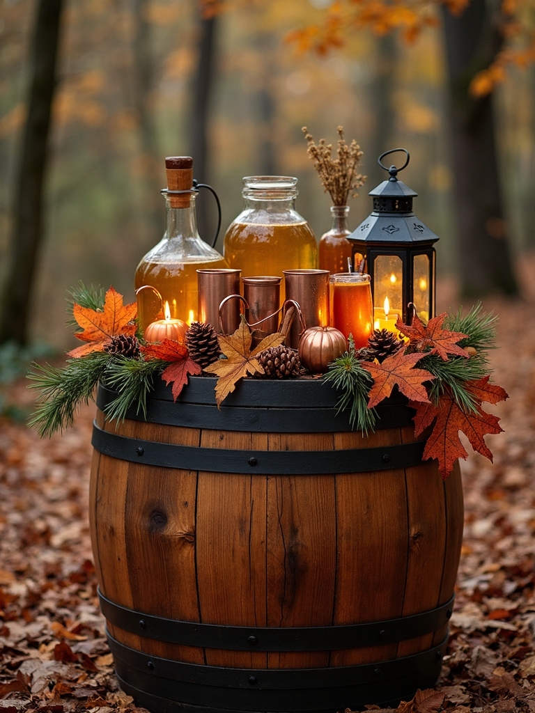cozy rustic drink station