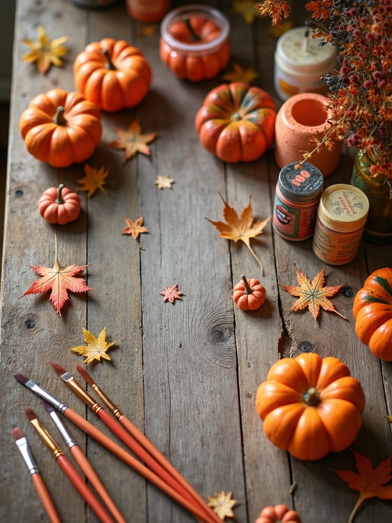creative pumpkin decorating station