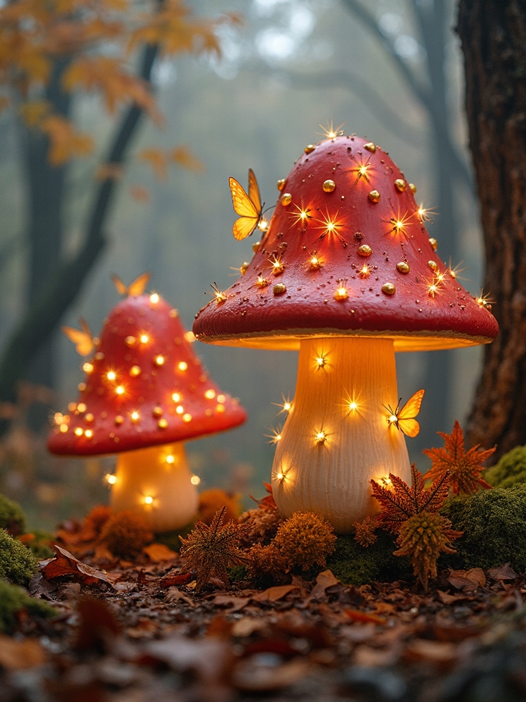 enchanted woodland mushroom scene