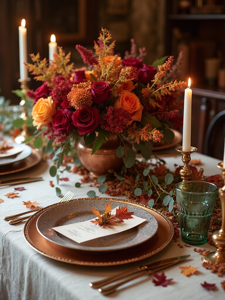 gold floral tablescape accents
