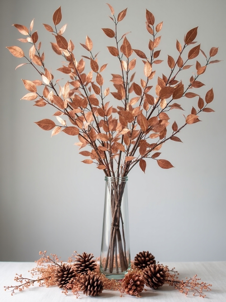 metallic autumn centerpiece creation