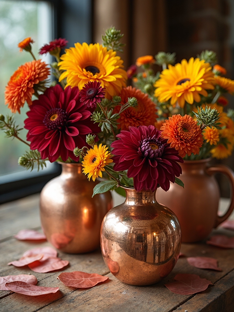 metallic floral table decorations