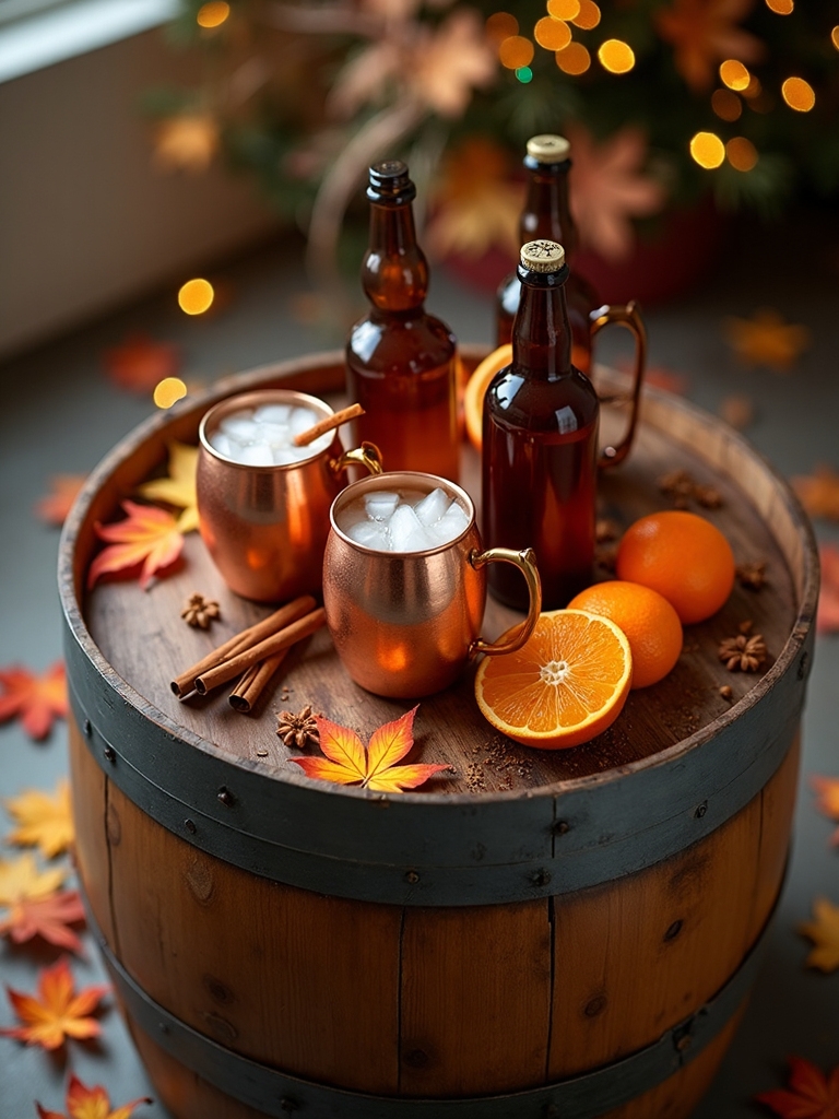 rustic fall drink station