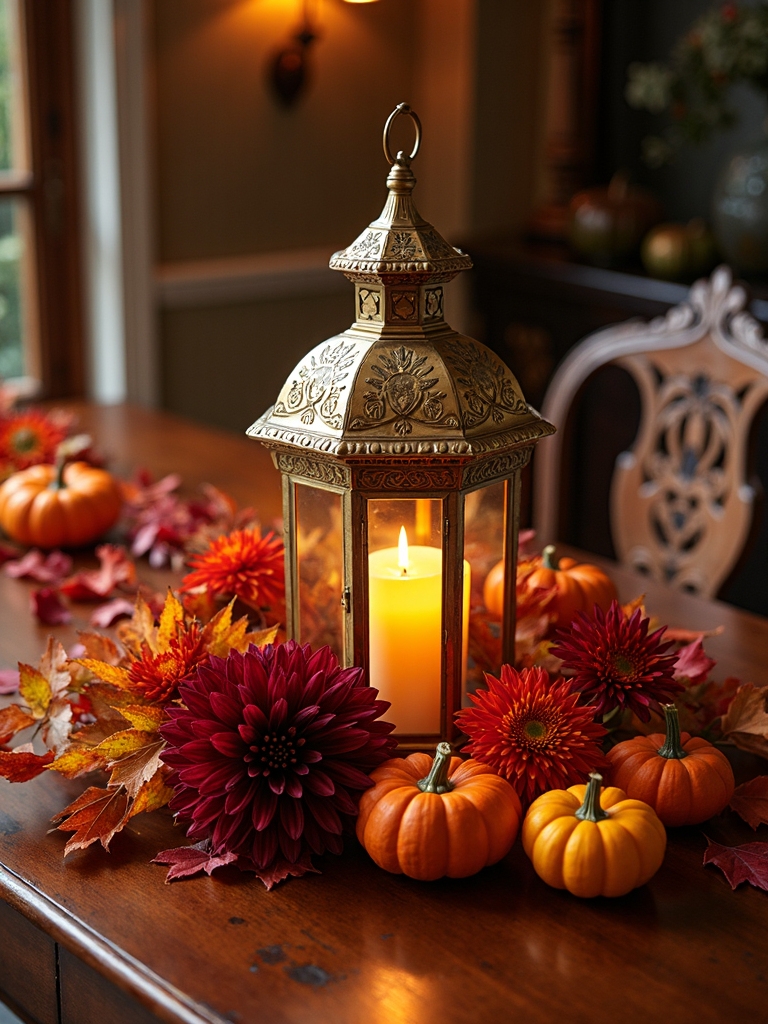 stylish lanterns with foliage