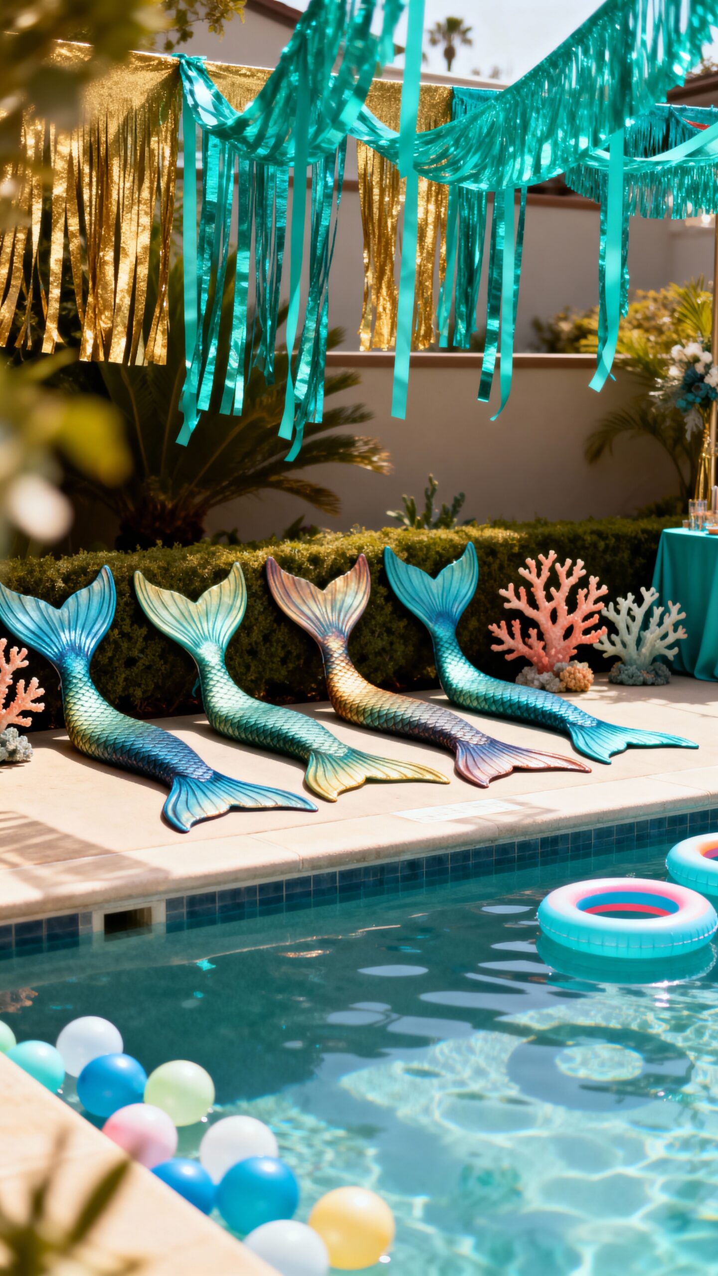 backyard mermaid swimming lessons and games