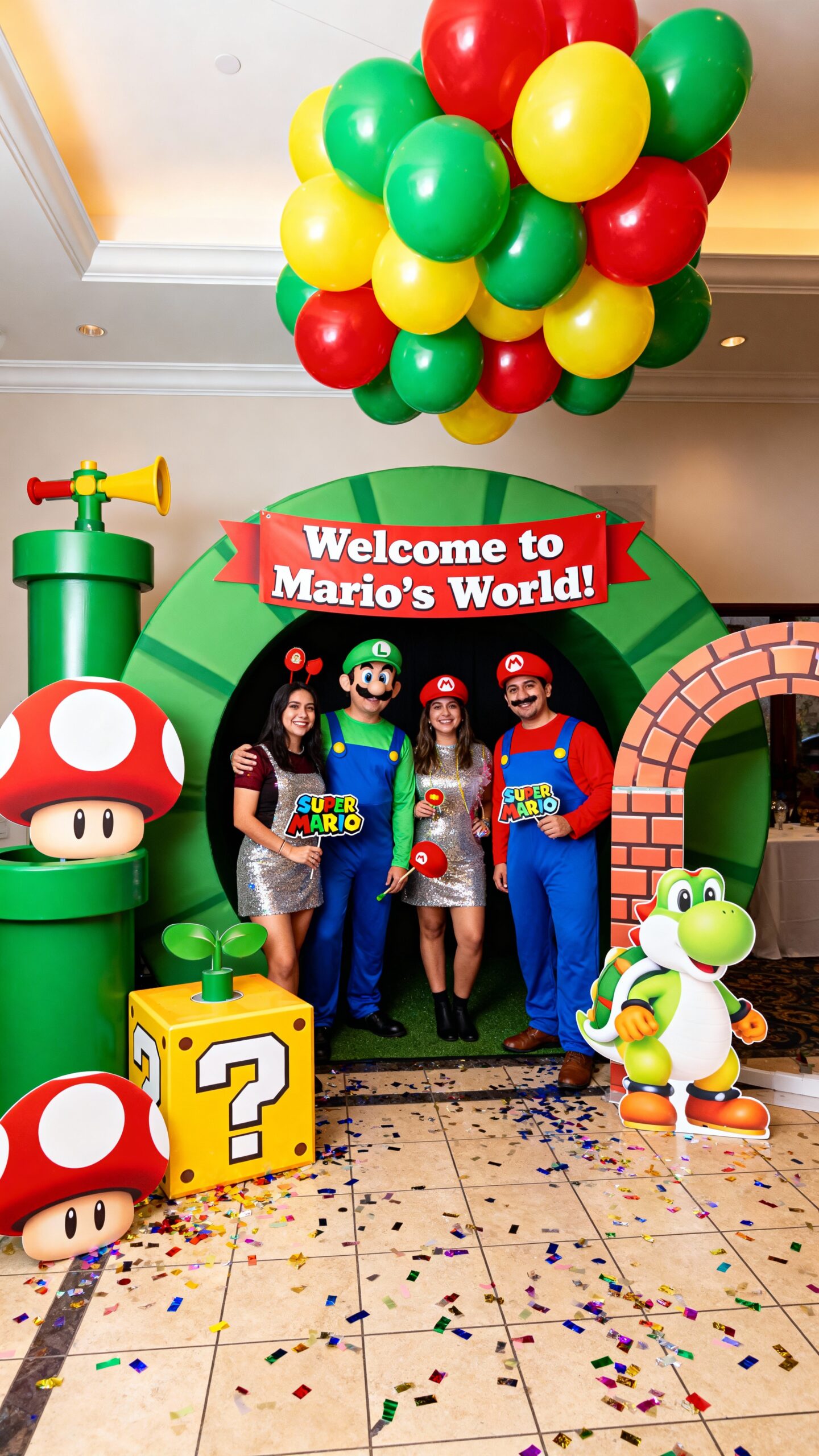 mario themed party decor