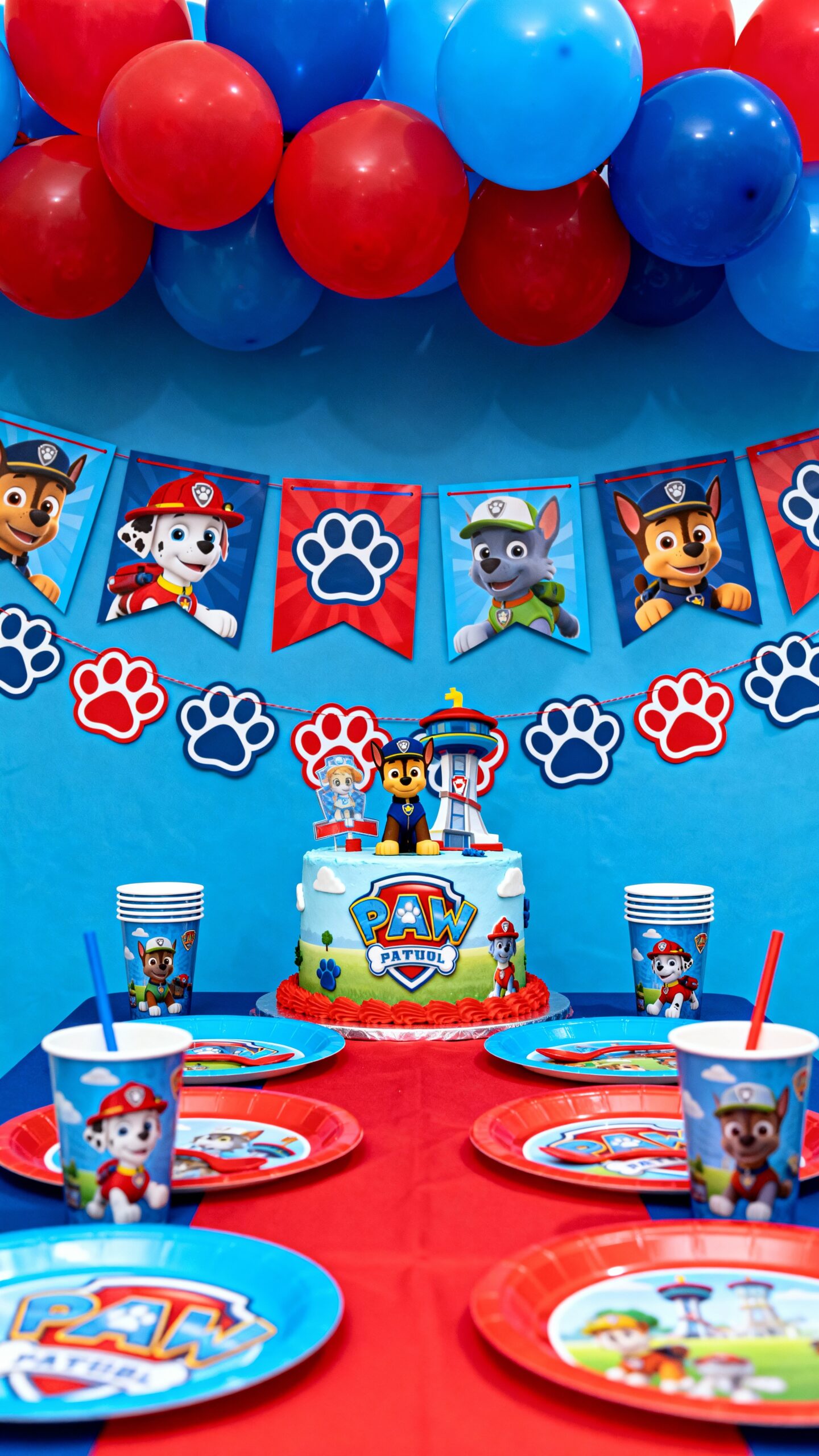 paw prints and character banners