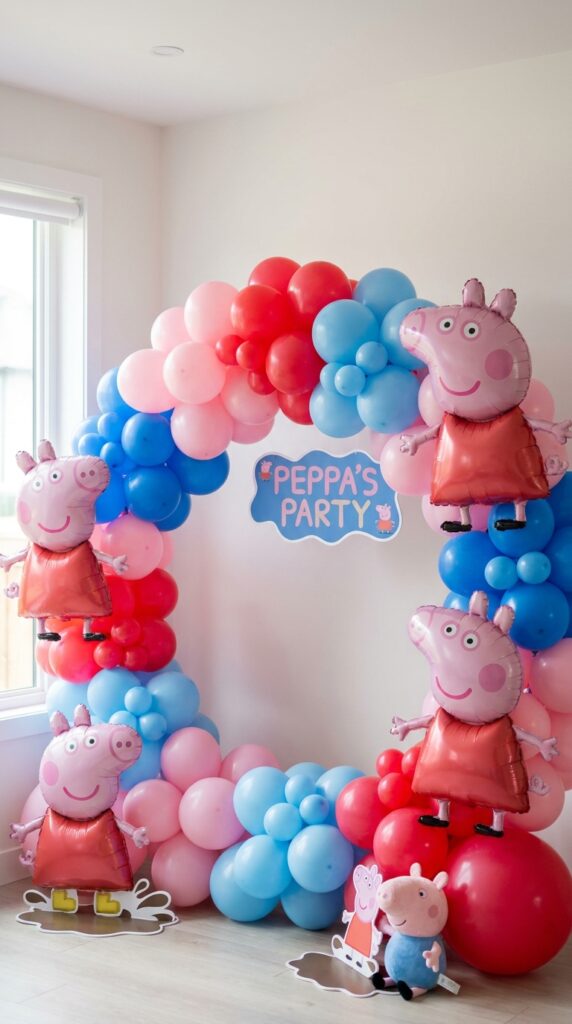 Circular balloon frame Peppa backdrop