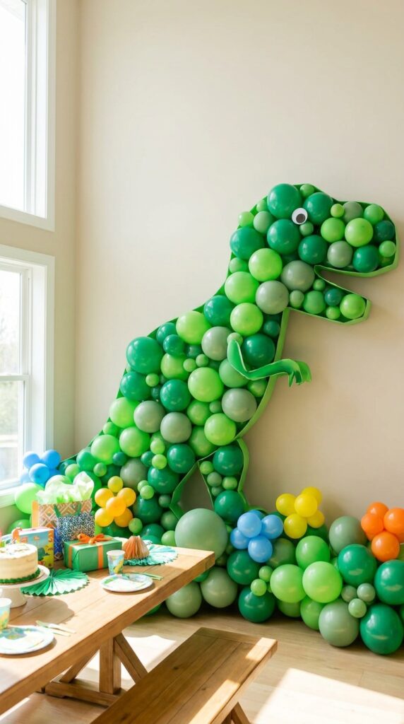 Balloon dinosaur shape backdrop