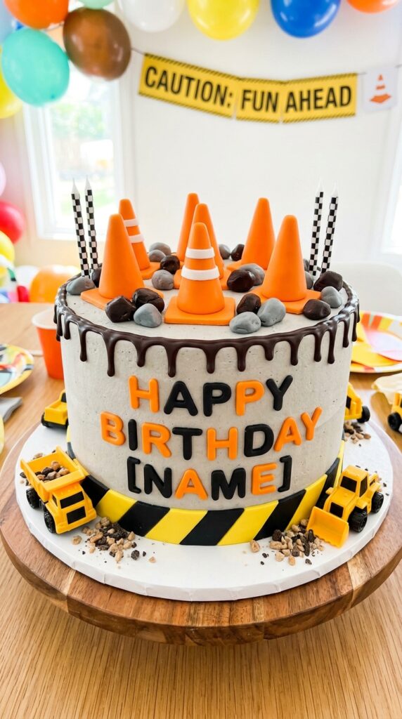  Traffic cone themed birthday cake