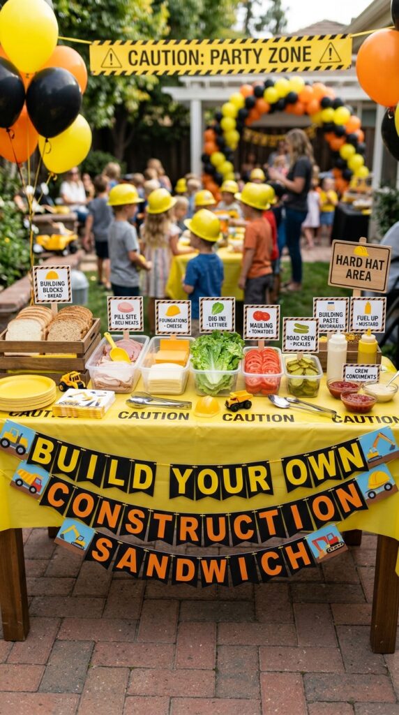 DIY build your own sandwich station at kids birthday party