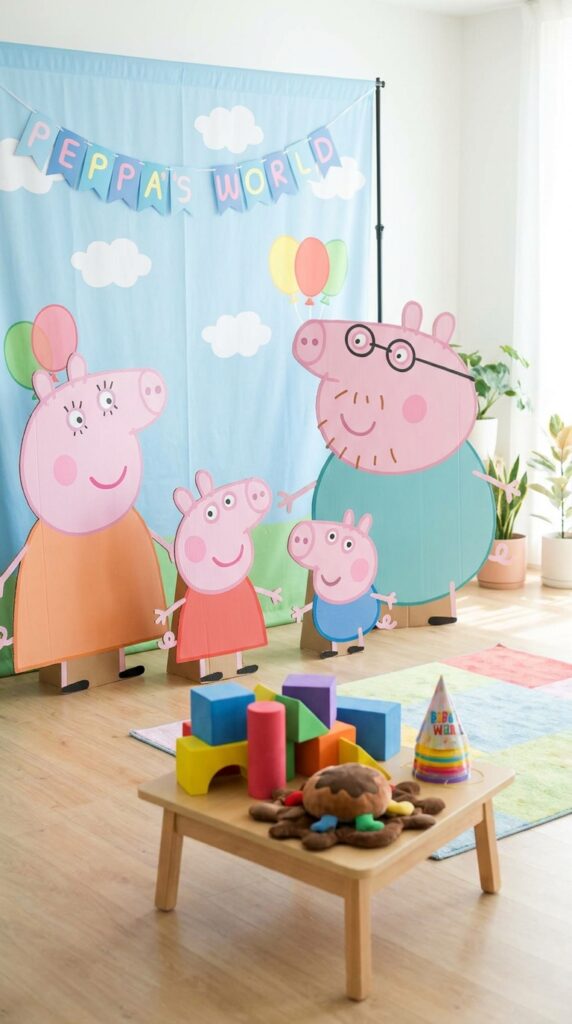 Peppa Pig character standee backdrop